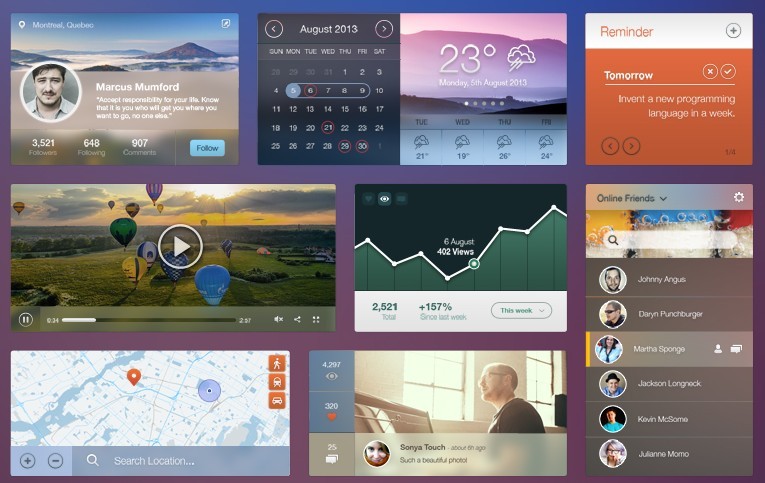 Fresh UI Kit For Mobile & Desktop PSD