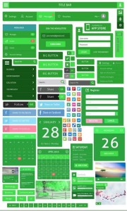 Green Flat UI Design Kit PSD