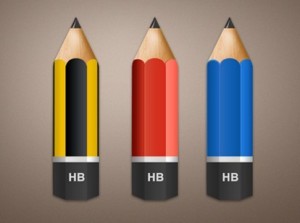 Colored Pencils with 3 Colors PSD