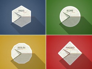 Flat European Clocks with Long Shadows PSD
