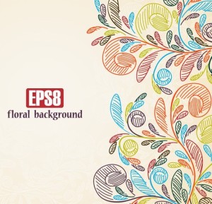 Hand Drawn Colorful Flourish Floral Vector
