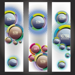 Set Of Vector Vertical Banners with 3D Balls Backgrounds