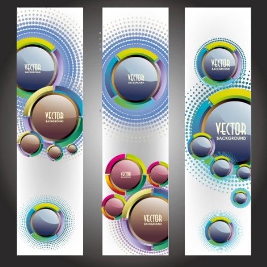 Set Of Vector Vertical Banners with 3D Balls Backgrounds