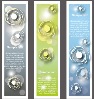 Set Of Vector Vertical Banners with Abstract Circles Backgrounds