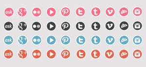 Simple Social Icons with White Borders PSD