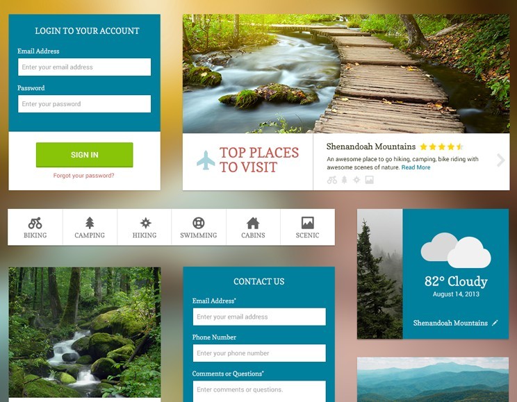 Simple Travel Web UI Kit PSD