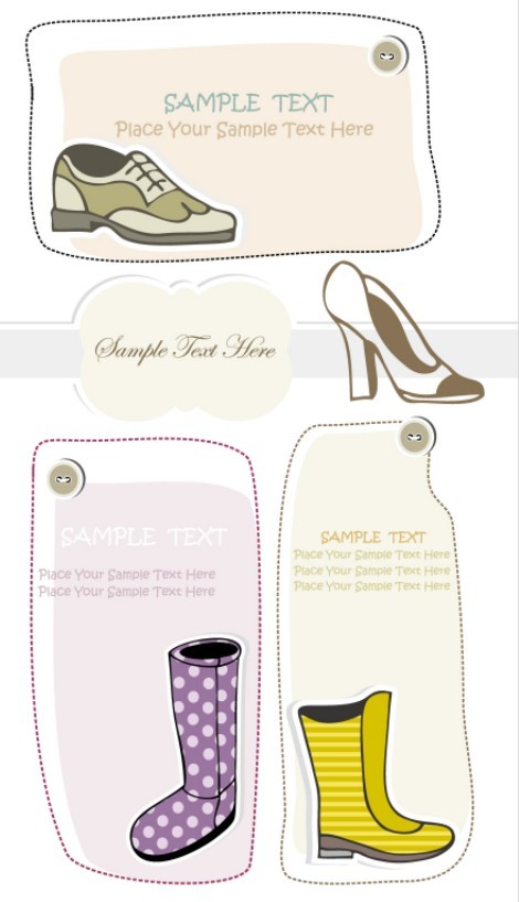 Set Of Vector Hand Drawn Shoe Labels 01