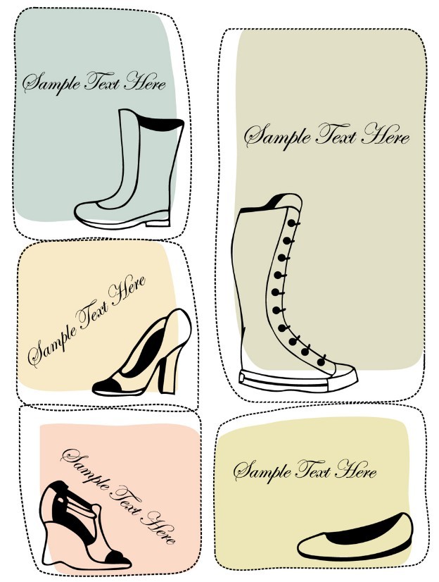 Set Of Vector Hand Drawn Shoe Labels 04