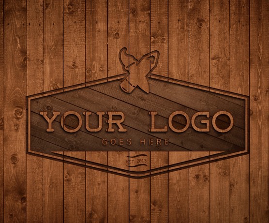 3D Wood Logo Design PSD