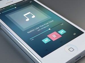 Flat Music Player Interface For iPhone PSD