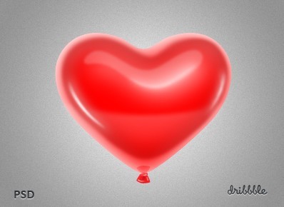 Red Love Heart Balloon PSD