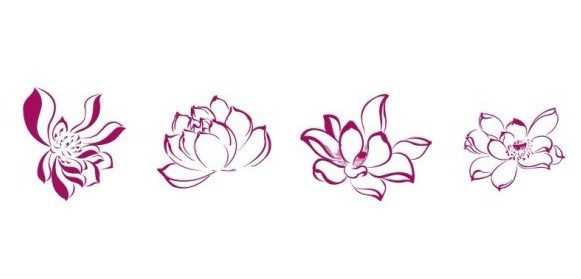 4 Hand Painted Lotus Flowers