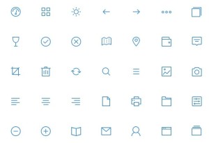 Blue Line Style Web Icon Set PSD