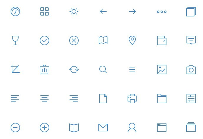 Blue Line Style Web Icon Set PSD