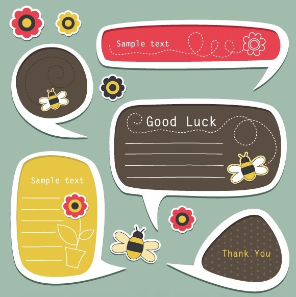Set Of Vector Lovely Cartoon Text Frames 01