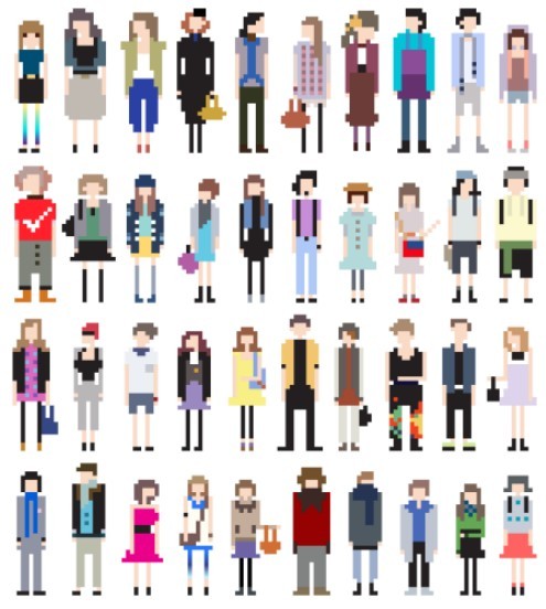 Vector Fashion Pixel People Collection 01