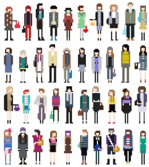 Vector Fashion Pixel People Collection 02