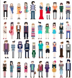 Vector Fashion Pixel People Collection 03
