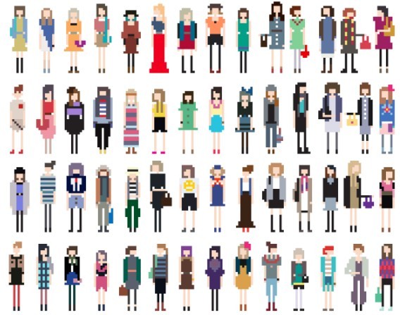 Vector Fashion Pixel Woman Collection