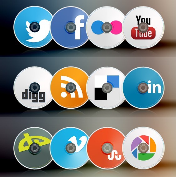 Compact Disc-Like Social Media Icons Pack (PSD Included)