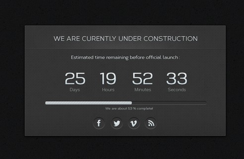 Dark Cool Web Under Construction Page Template PSD