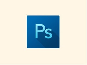 Flat Photoshop Icon with Long Shadow