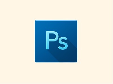 Flat Photoshop Icon with Long Shadow