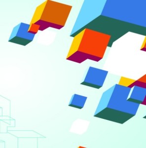 3D Colored Cubes Background Vector