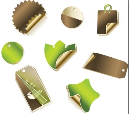 Set Of Golden Coffee Stickers and Tags Vector