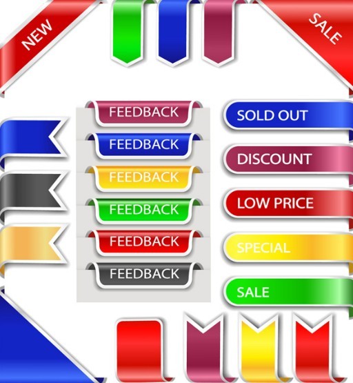 Set Of Vector Colored Corner Ribbons For Web Design 01