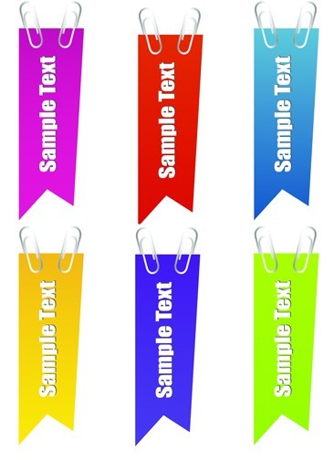 Set Of Vector Colored Labels with Paperclips