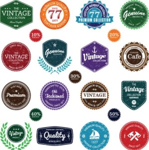 Set Of Vintage Styled Vector Stickers 01