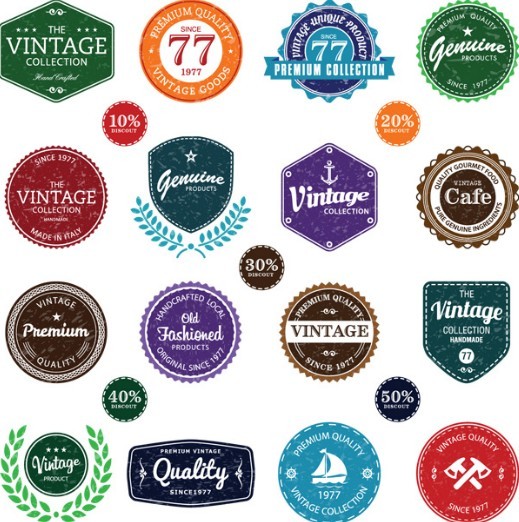 Set Of Vintage Styled Vector Stickers 01