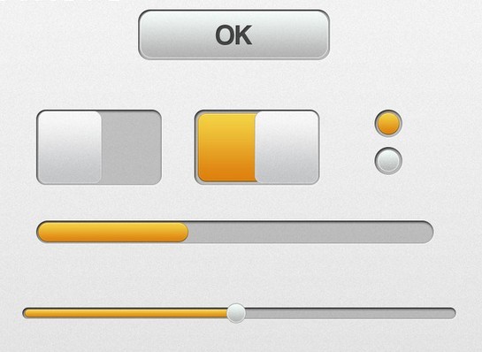 Yellow and Grey GUI Elements PSD