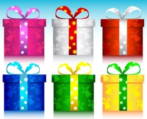 6 Colors Christmas Gift Boxes with Ribbon Bows Vector