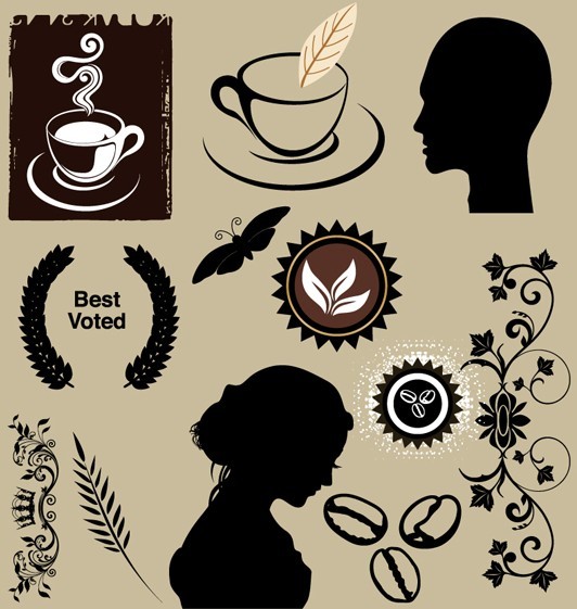 Coffee Themed Vector Design Elements