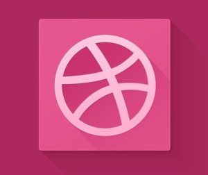 Flat Dribbble Icon with Long Shadow PSD