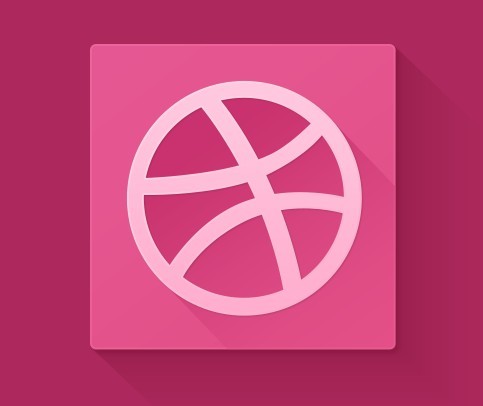 Flat Dribbble Icon with Long Shadow PSD