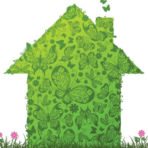 Green ECO Concept Floral House Vector