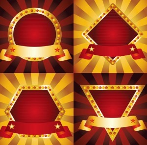Set Of Holiday Marquee Emblems with Ribbons Vector