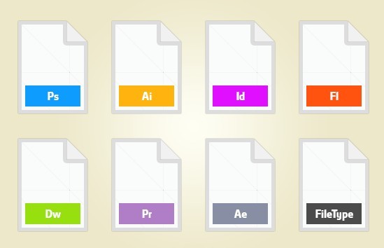 Set Of Minimal File Type Icons PSD
