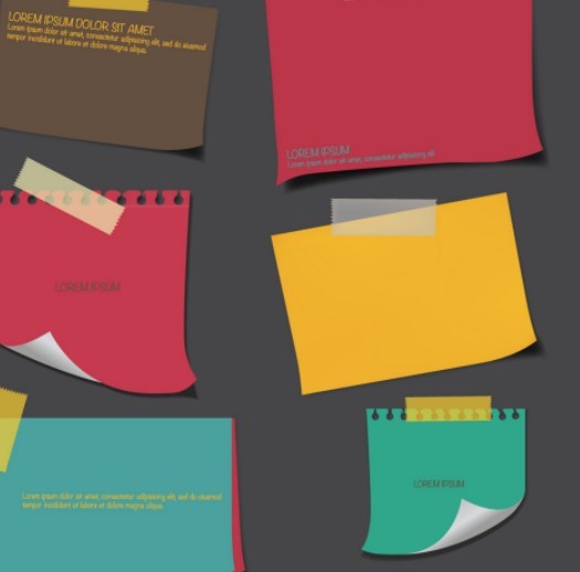 Set Of Vector Colored Sticky Notes 01
