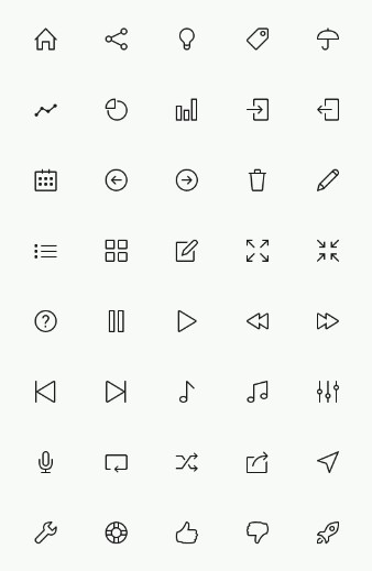 Simple Flat Line Icons Set PSD Vol.2
