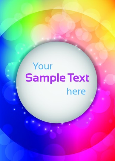 White Circular Text Frame With Colored Halos Background Vector 02