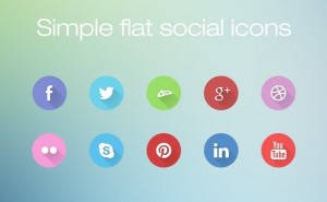Circular Social Media Icons With Flat Long Shadows PSD
