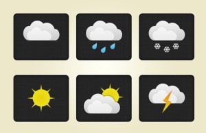 Collection Of Rounded Weather Icons PSD