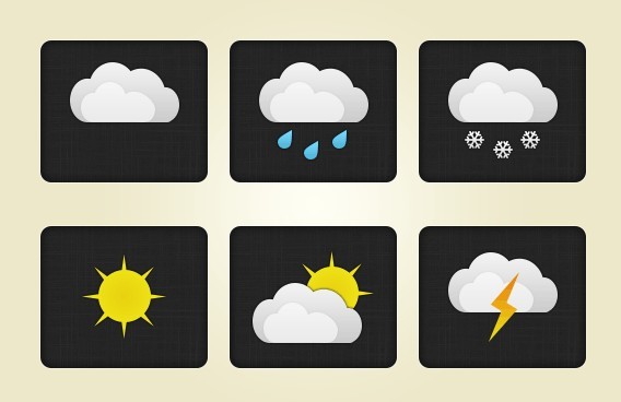 Collection Of Rounded Weather Icons PSD