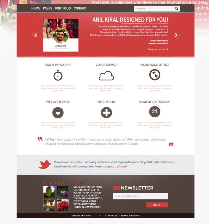 Red and White Business Website Template PSD