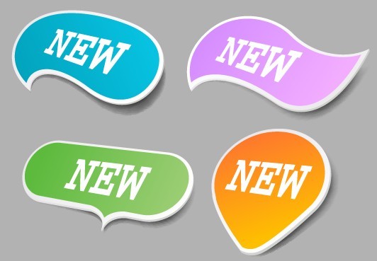 4 Clean New Product Labels Vector