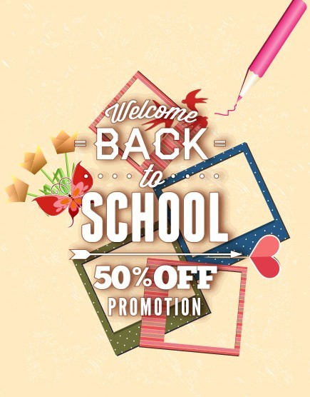 Clean Back To School Sale Flyer Template Vector 05